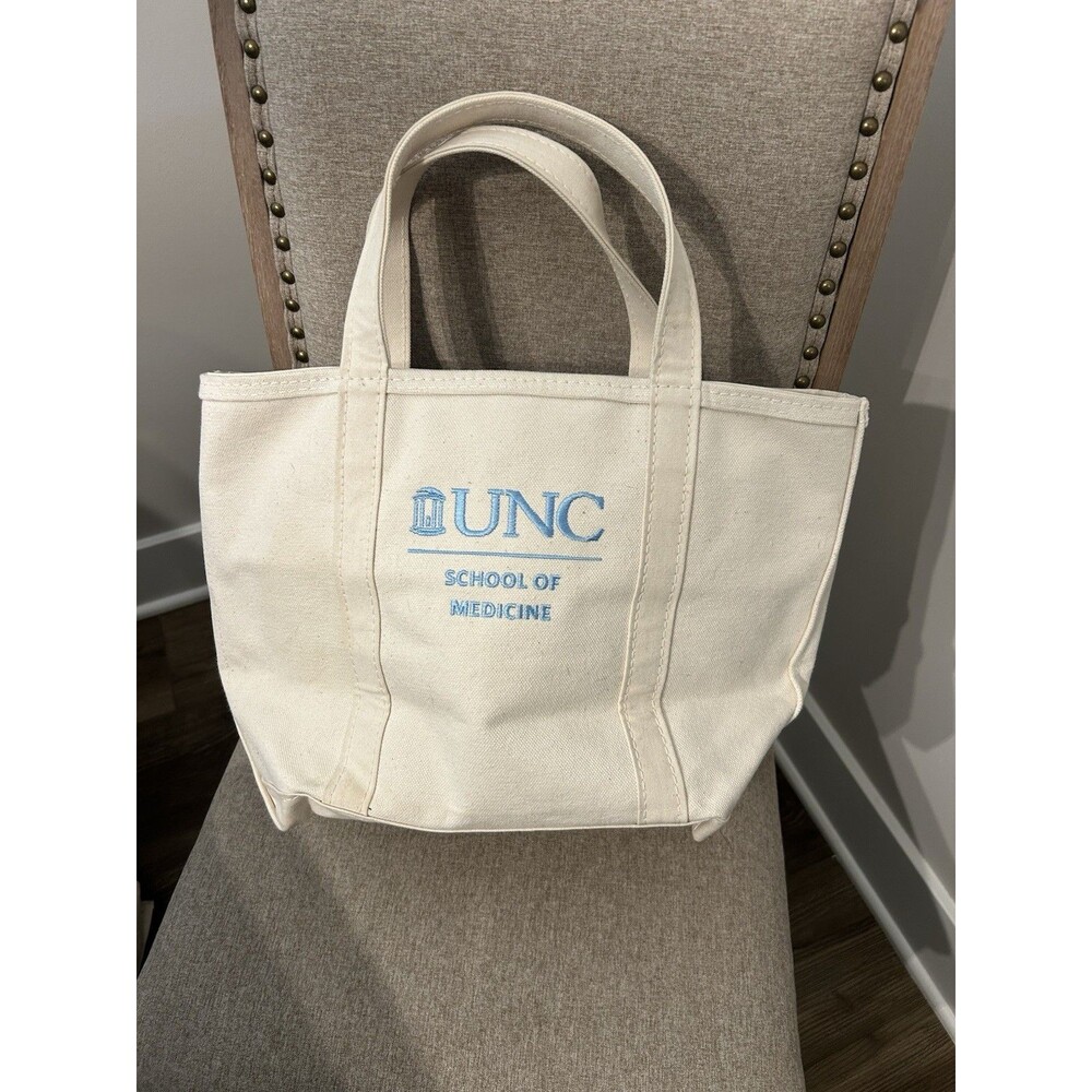LL Bean Boat and Tote White Medium Canvas Tote Bag UNC School of Medicine Logo